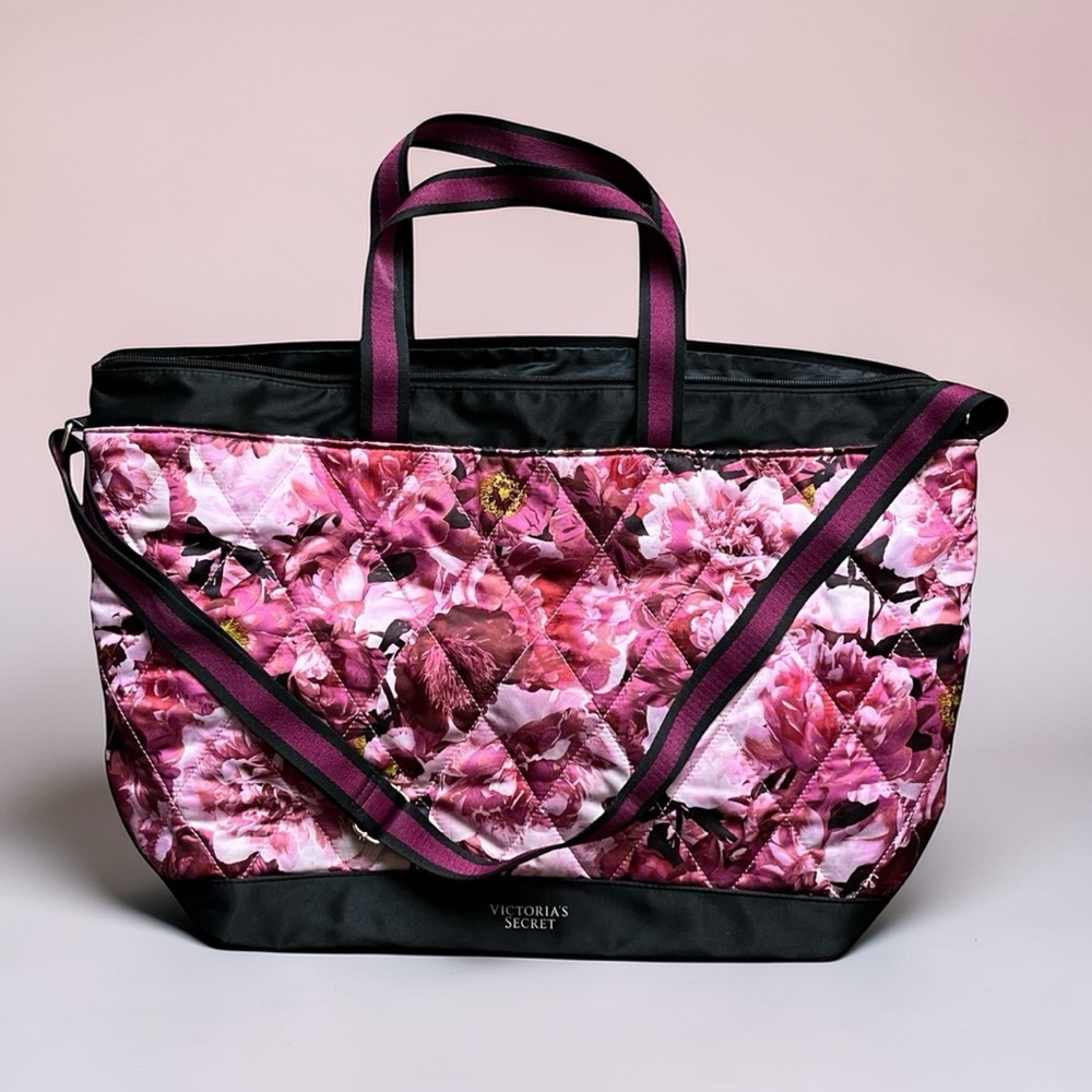 Victoria's Secret Floral Quilted Nylon Weekender Tote Bag